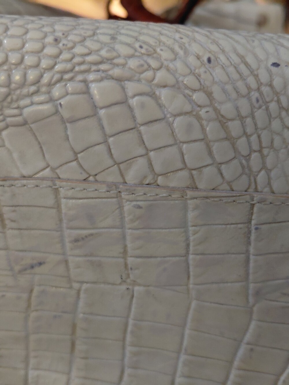 Brahmin White Croc-Embossed Tote with Brown Trim and Wallet - Picture 9 of 9